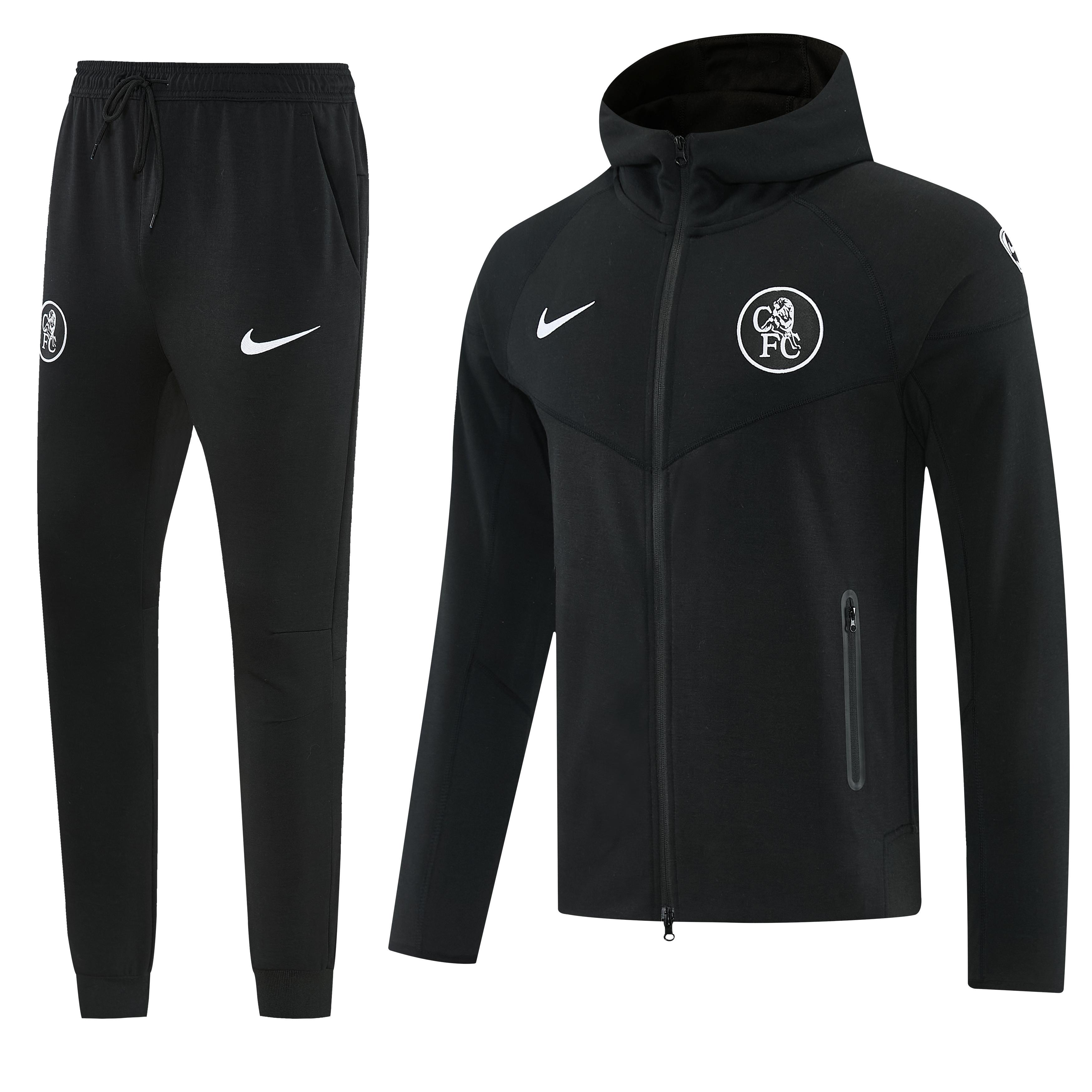 25/26 Chelsea Black Full Zipper Hoodie Windbreaker + Long Pants