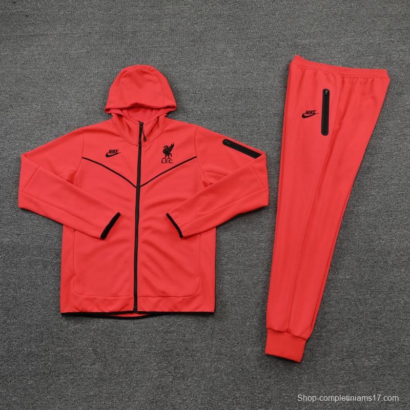 26/27 Liverpool Red Full Zipper Hooded Jacket Tracksuit + Long Pants