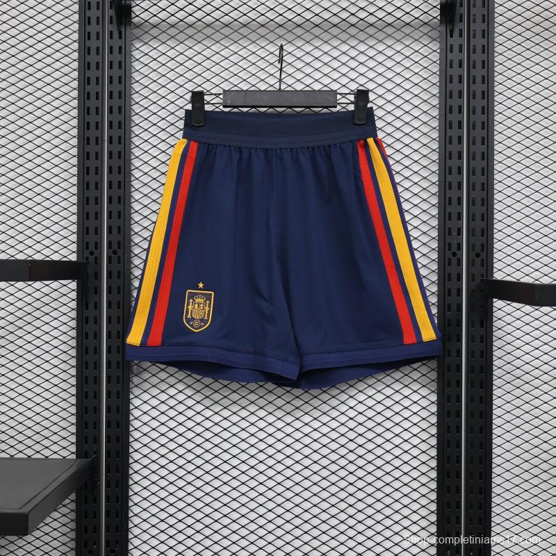 2026 Player Version Spain Navy Blue with Red Yellow Stripes Shorts