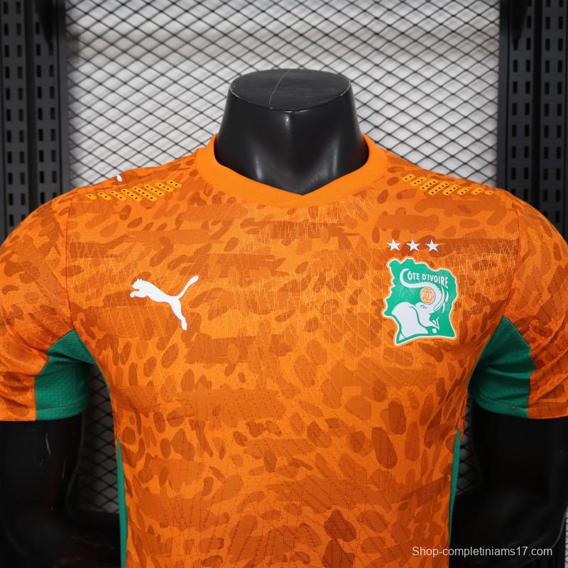 2026 Player Version Ivory Coast Orange with Leopard Pattern Jersey