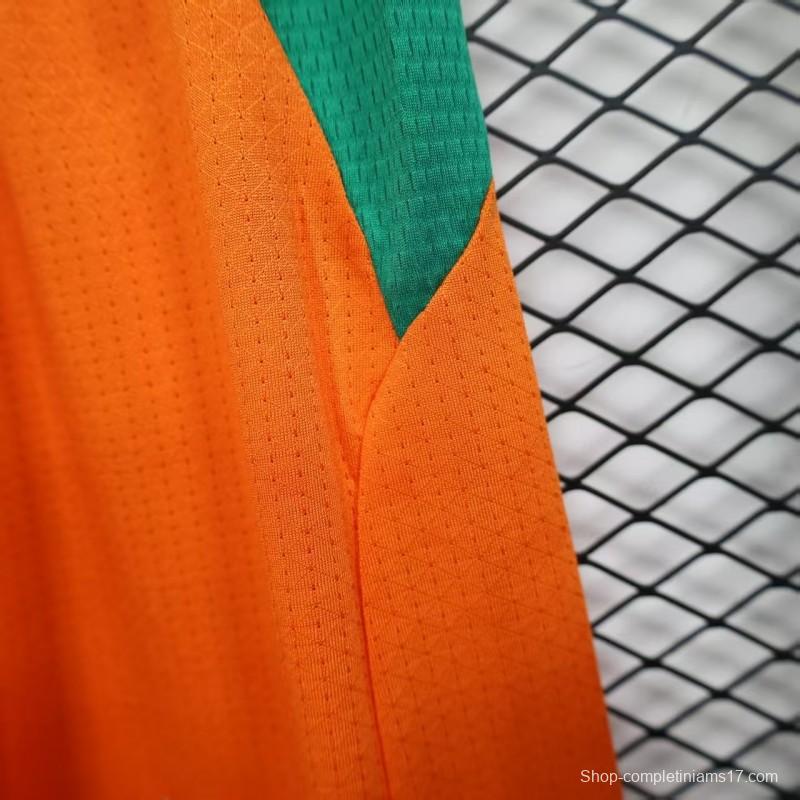 2026 Player Version Ivory Coast Orange with Green Side Panels Shorts