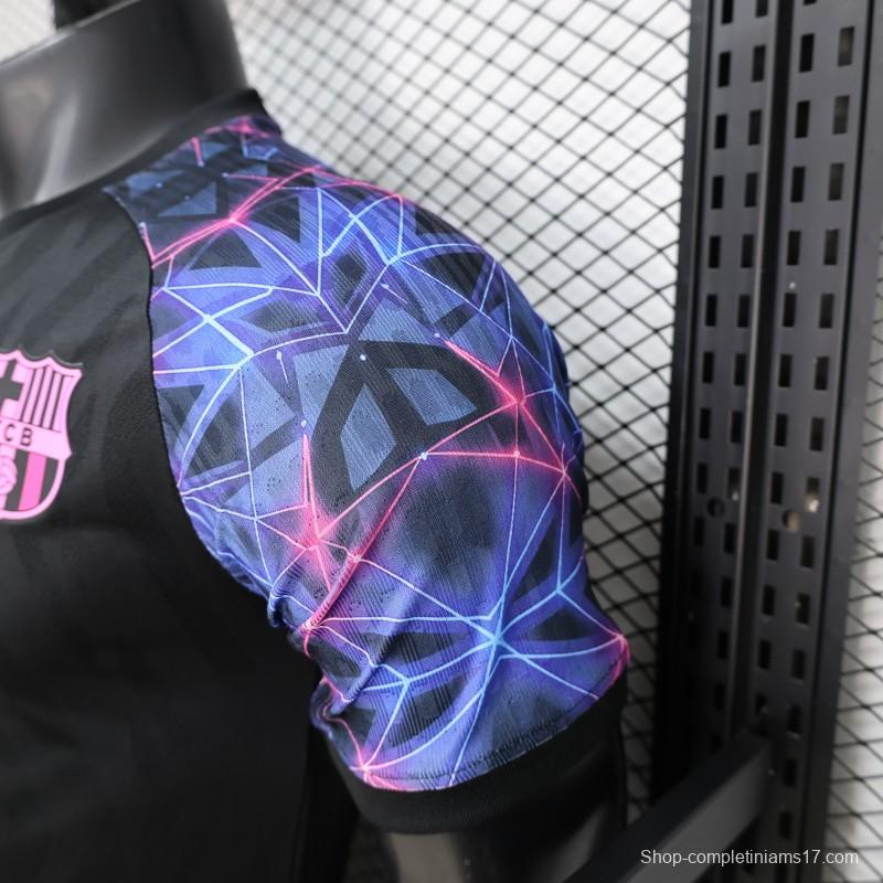 Player Version 25/26 FC Barcelona Black with Neon Geometric Pattern Jersey