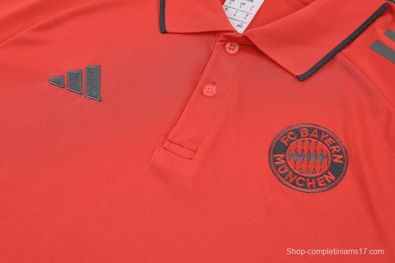26/27  Bayern Munich Red Polo Training Shirt +Grey  Long Pants Tracksuit