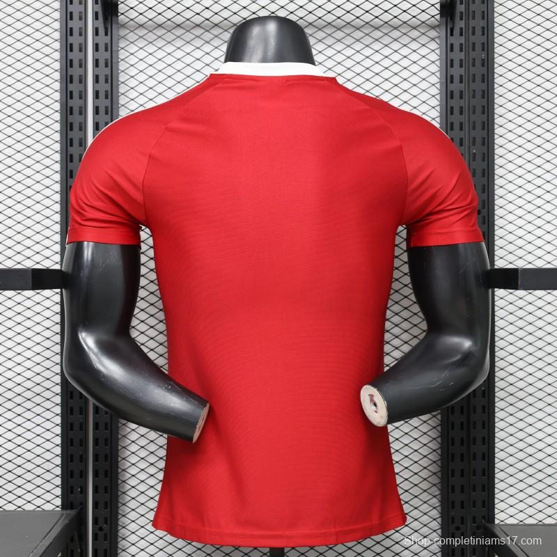 Player Version 26/27 Manchester United Red with White Three-Stripe Shoulders Jersey