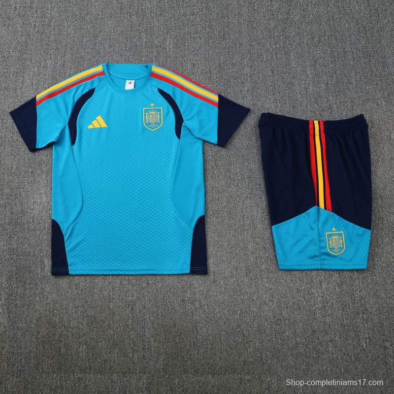 26/27 Spain Light Blue Short Sleeve+Soccer Shorts