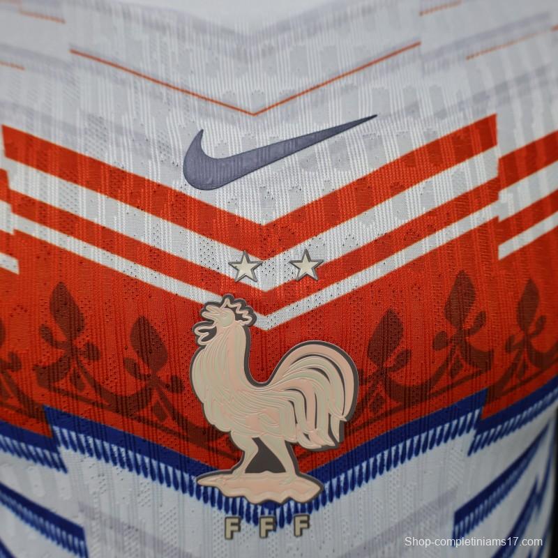 Player Version 2026 France Away White with Red & Blue Chevron Stripe Special Edition Jersey