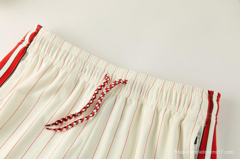 26/27 Benfica × Adidas Originals Off-White Pinstripe Short Sleeve+Soccer Shorts