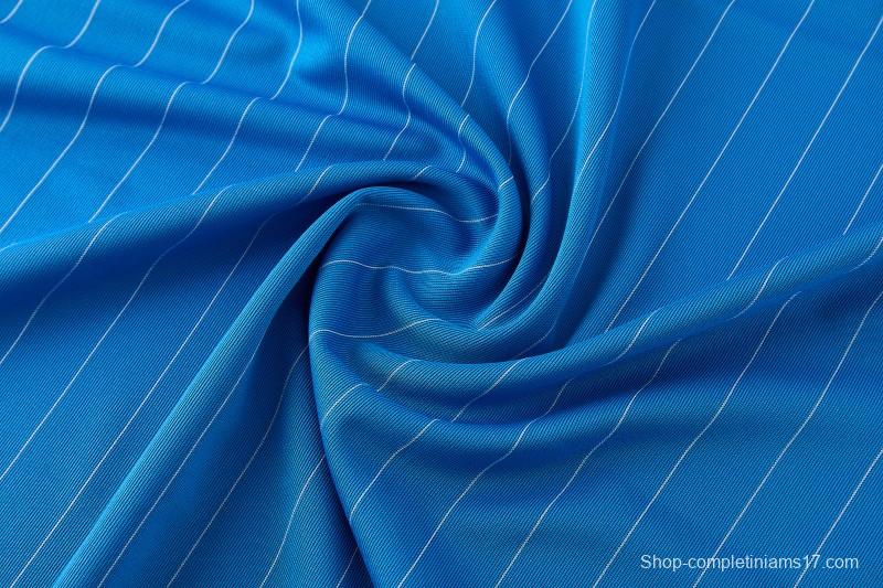 26/27 Real Madrid  Blue Pinstripe  Short Sleeve+Soccer Shorts