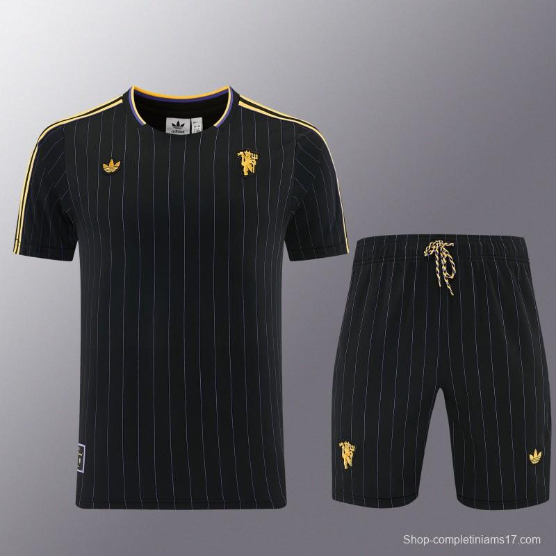 26/27  Manchester United Black Short Sleeve+Soccer Shorts