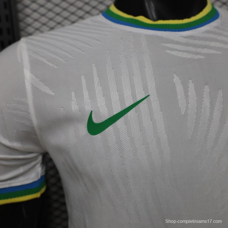 Player Version 2026 Brazil White with Palm Leaf Pattern Special Edition Jersey