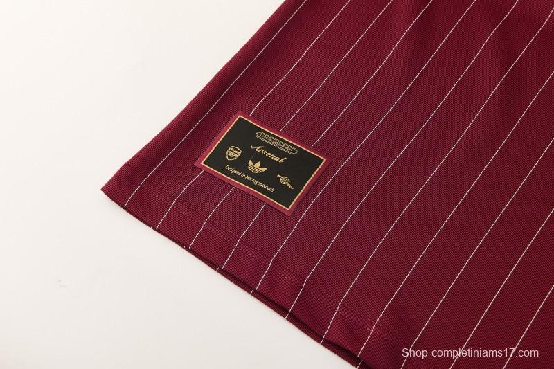 26/27  Arsenal  Maroon Pinstripe Short Sleeve+Soccer Shorts
