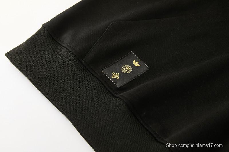 26/27 Manchester United Black Pullover Hooded Tracksuit + Long Pants