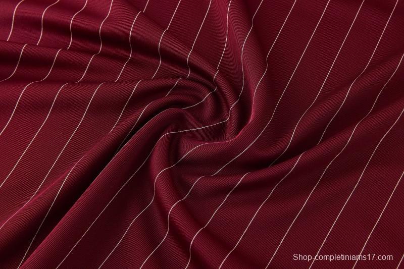 26/27  Arsenal  Maroon Pinstripe Short Sleeve+Soccer Shorts