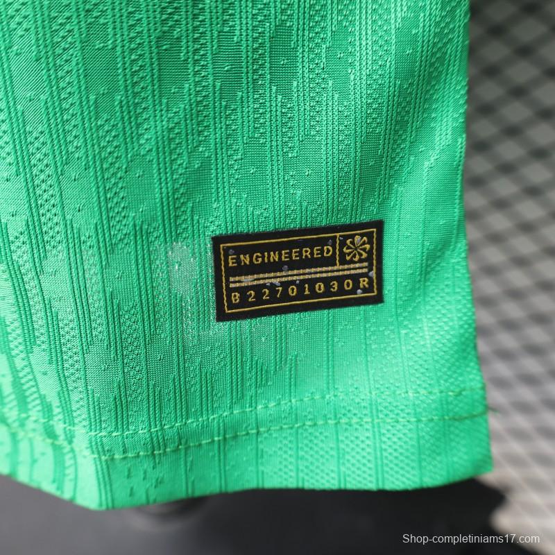 Player Version 2026 Brazil Green with Wave Texture Away Jersey