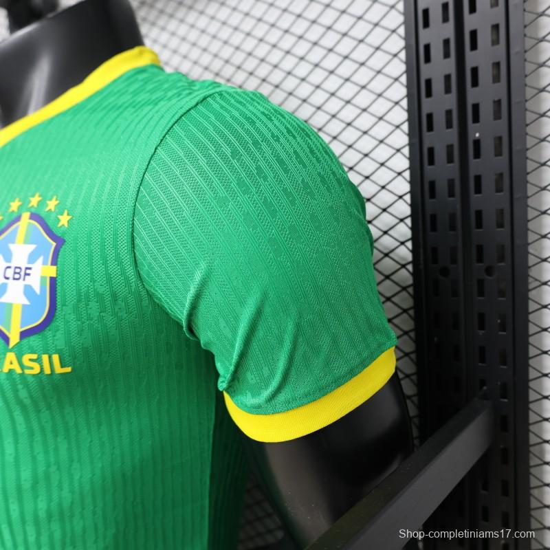 Player Version 2026 Brazil Green with Wave Texture Away Jersey