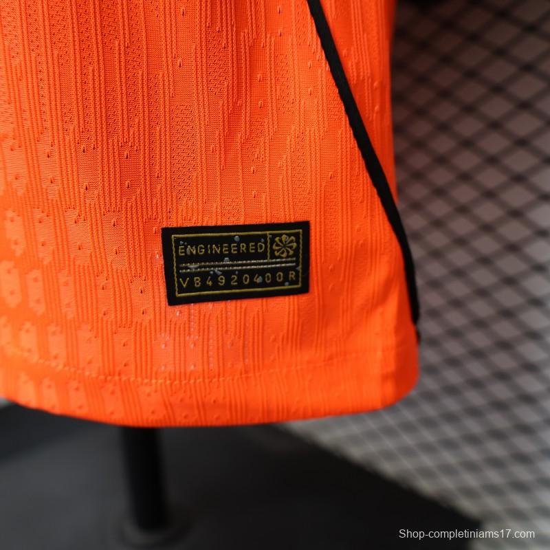 Player Version 2026 Netherlands Orange with Black Side Panel Home Jersey