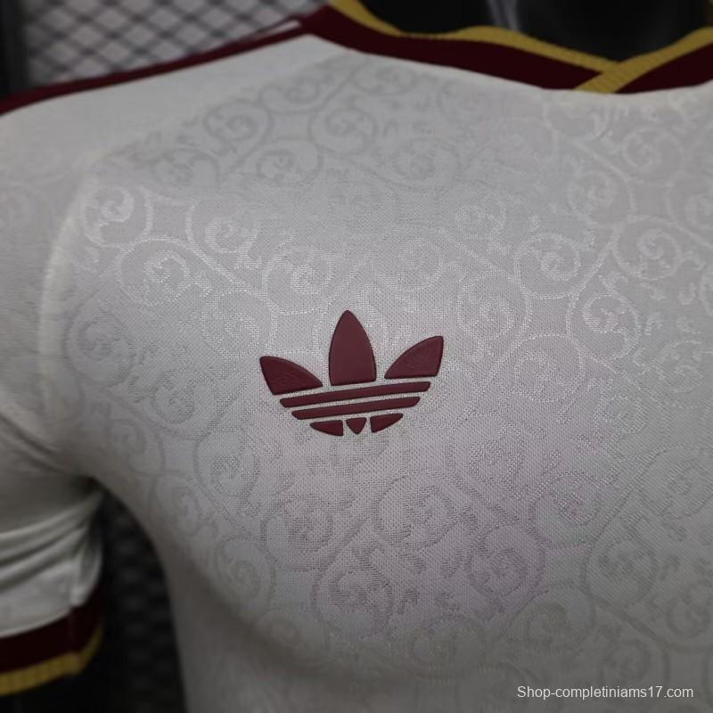 Player Version 2026 Spain  White with Burgundy & Gold Detail Away Jersey