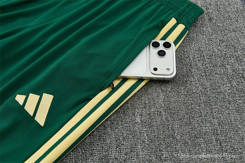 2026 Real Madrid Green & Cream  Half Zipper Jacket Tracksuit + Long Pants