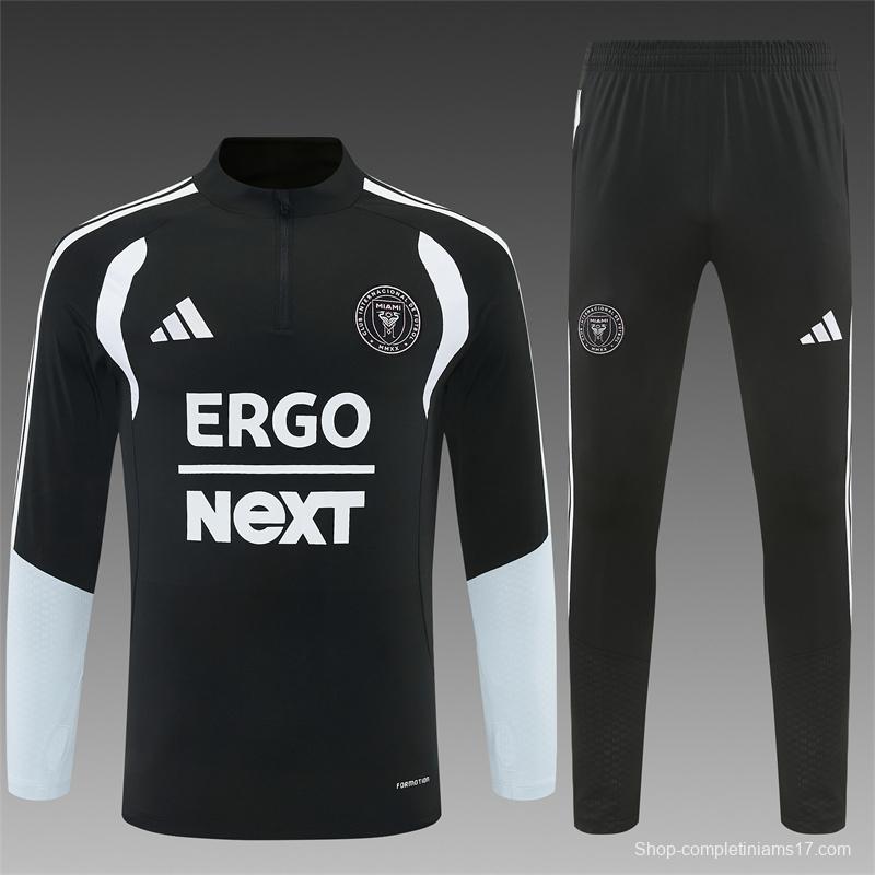 2026 Inter Miami CF Black & White Half Zipper Jacket Tracksuit + Long Pants