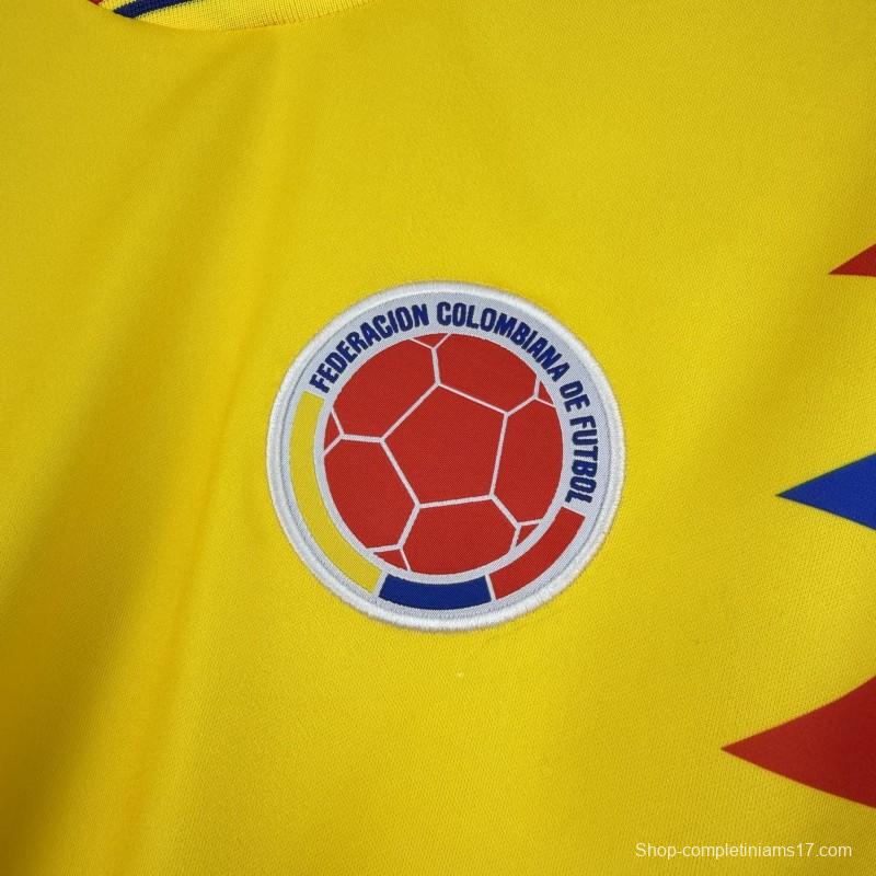 1990 Retro Colombia Home Long Sleeve Jersey