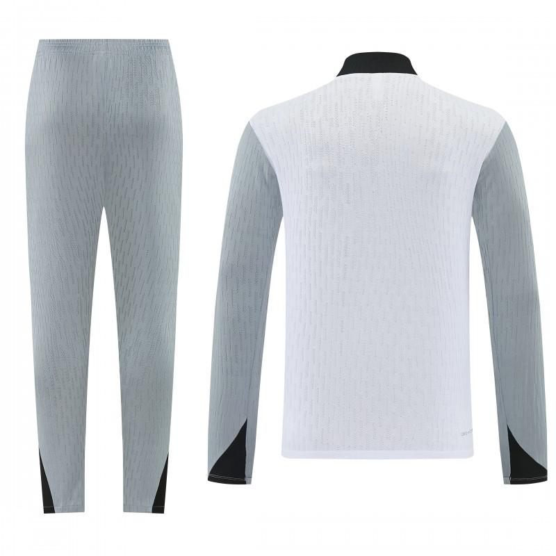 2026/27 Paris Saint-Germain White  Half Zipper Jacket Tracksuit + Light Grey Long Pants