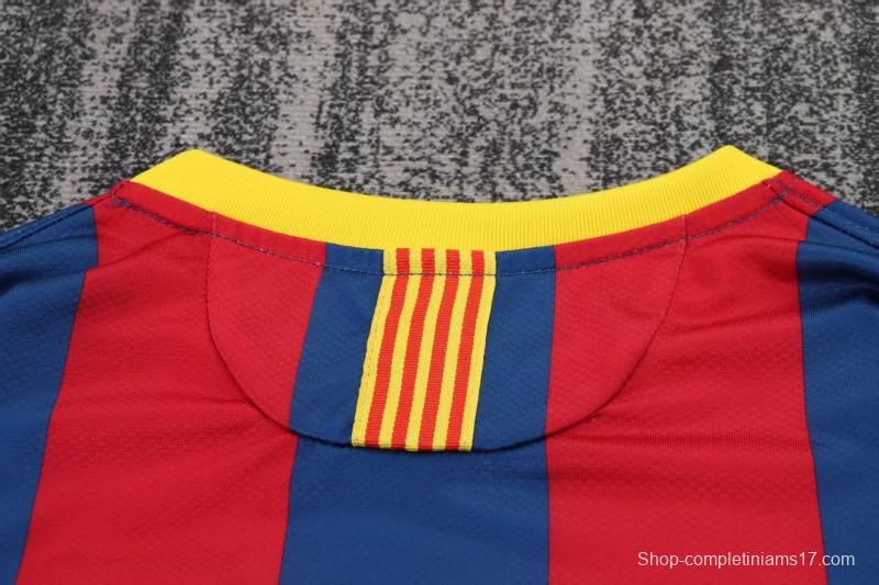 Retro Kids 10/11 Barcelona Red Blue Home Long Sleeve Jersey