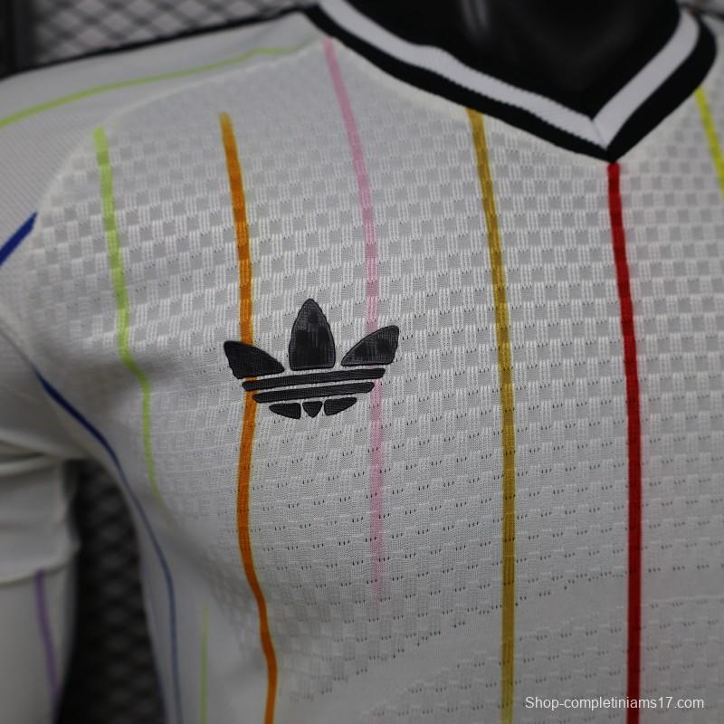 Player Version 2026 Japan Special Edition White with Rainbow  Pinstripe Long Sleeve Jersey
