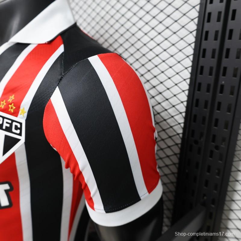 Player Version 26/27 São Paulo FC Away Red & Black Stripe  With White Collar Jersey