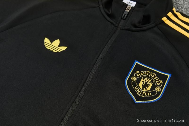 26/27 Manchester United Black & Blue Full Zipper Jacket Tracksuit + Long Pants
