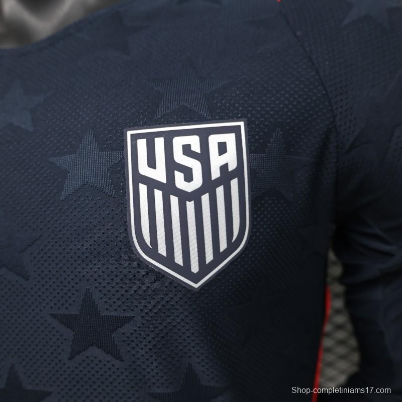 Player Version 2026 USA Navy Blue with Tonal Star  Long Sleeve Away Jersey