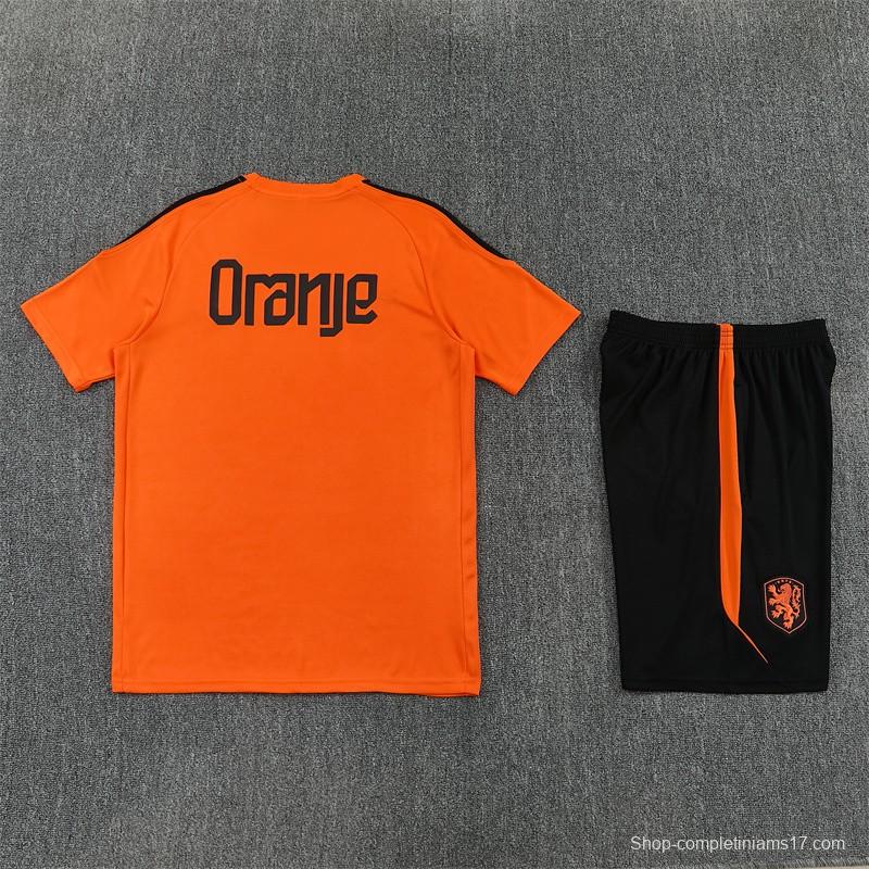26/27 Netherlands Home Orange Short Sleeve + Soccer Shorts