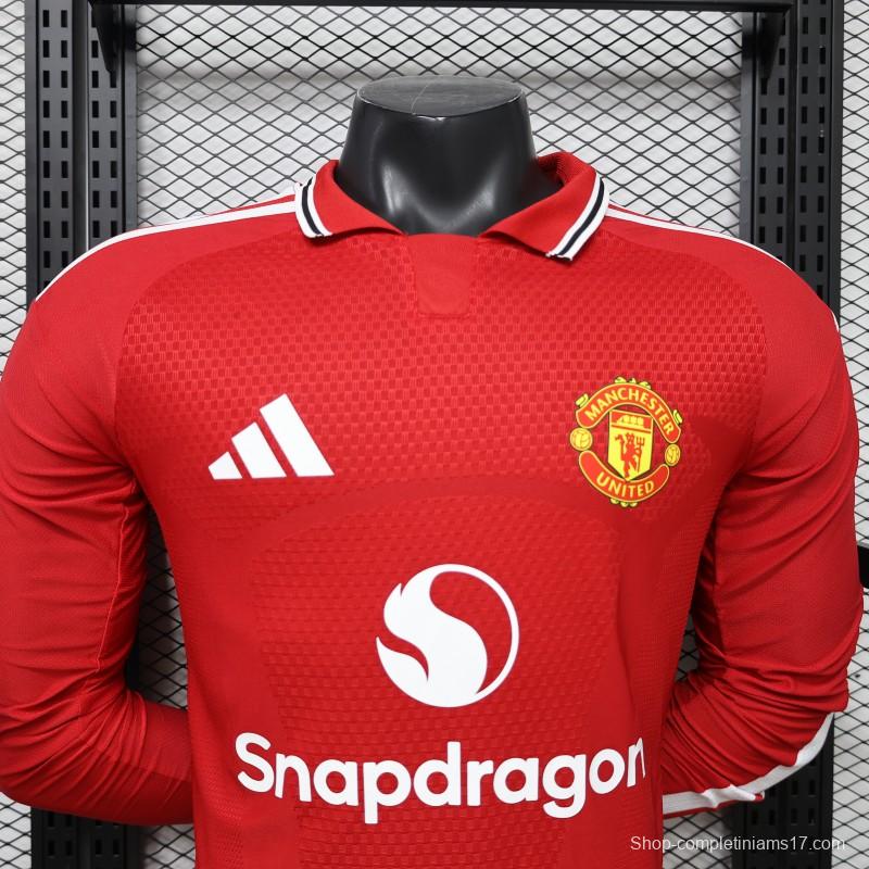 Player Version 26/27 Manchester United Red Polo Collar  Long Sleeve Jersey