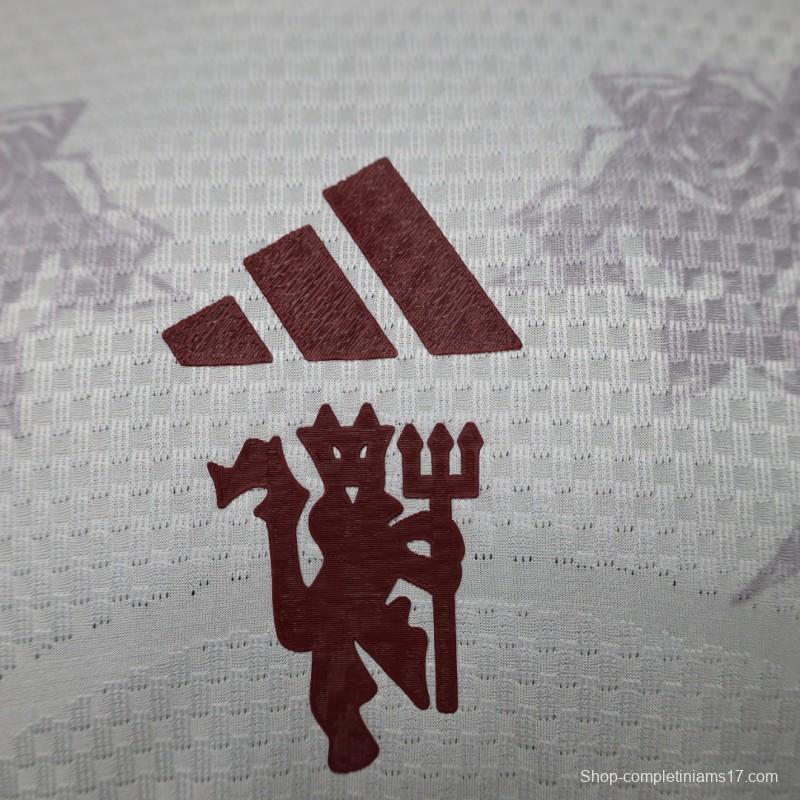 Player Version 26/27 Manchester United Away Grey White Rose   Special Edition Jersey