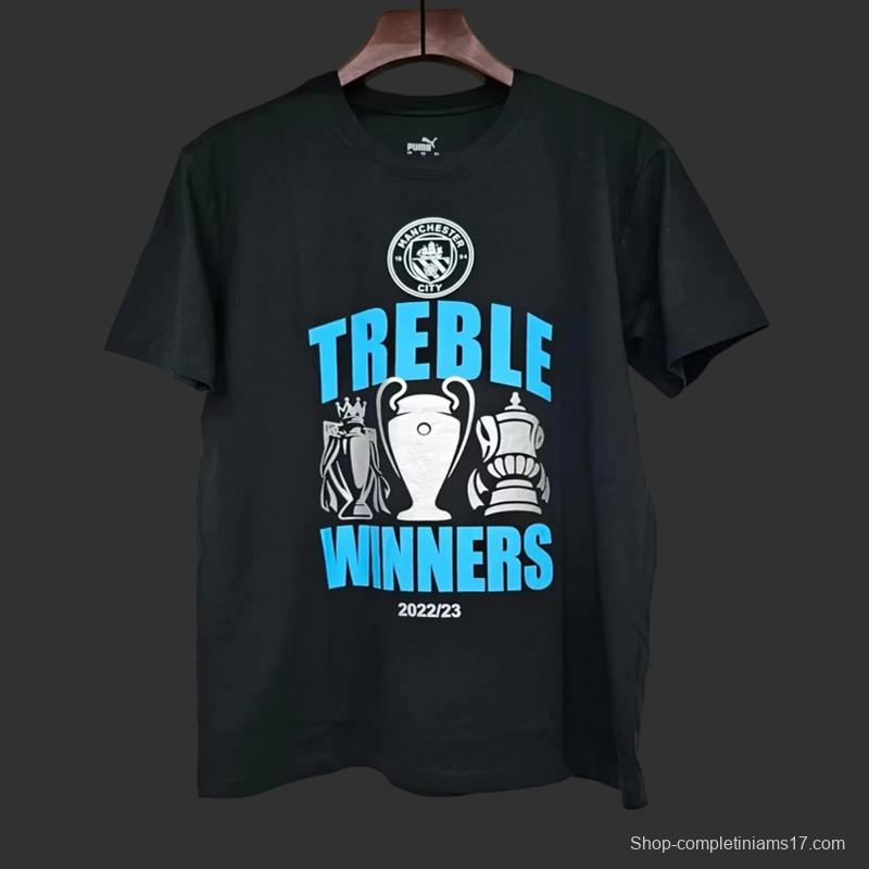 23/24 Manchester City Black Treble Winners T-Shirt