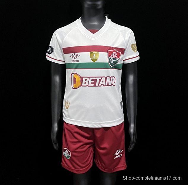 23/24 Kids Fluminense Away Jersey With Full Patch