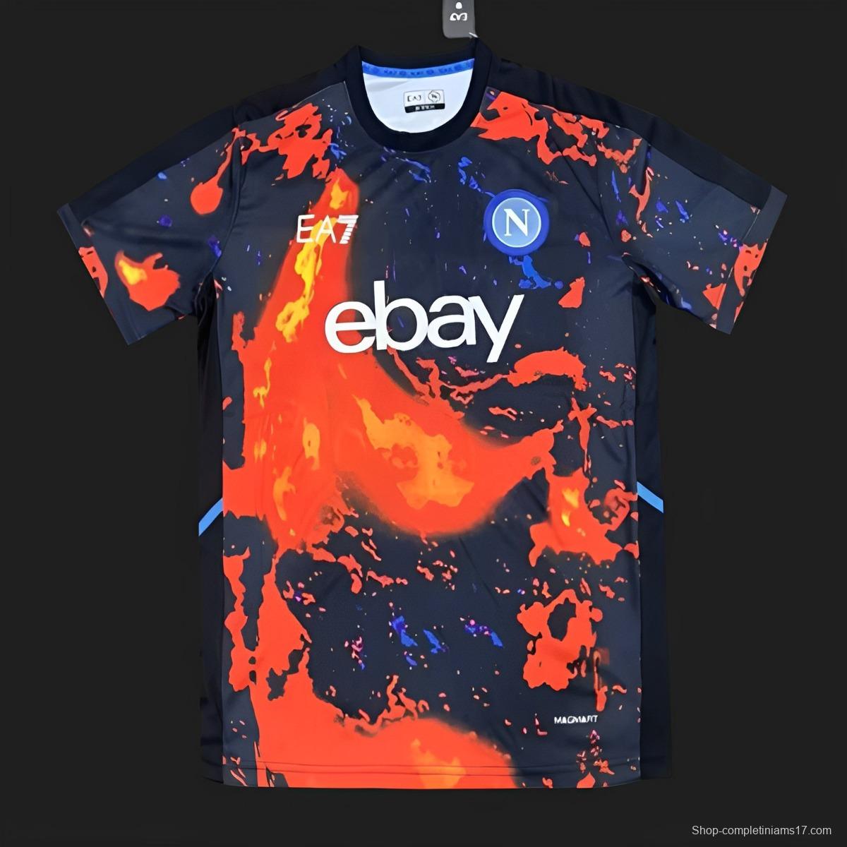 24/25 EA7 Napoli 2024 Pre-Match bright Red Volcanic Lava Pattern Jersey