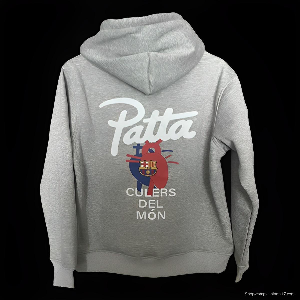 23/24 Barcelona x Patta Grey Hoodie