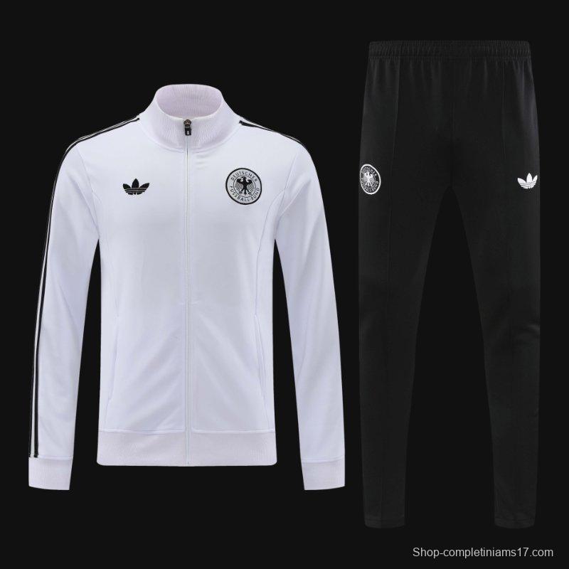 2024 Germany White Full Zipper Jacket +Long Pants