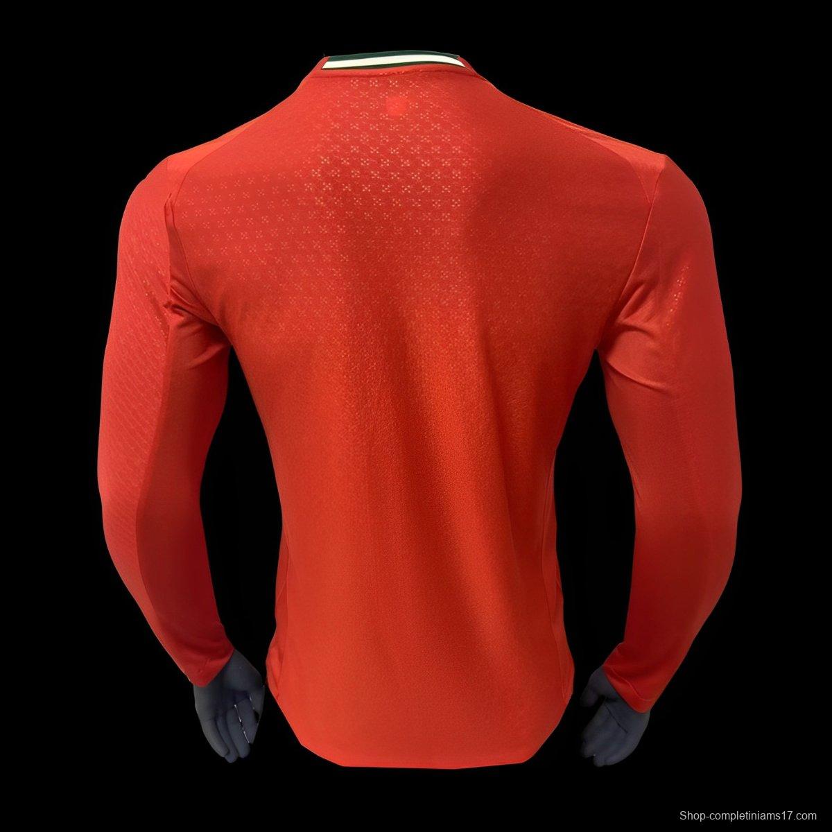 Player Version 2024 Portugal Home Long Sleeve Jersey