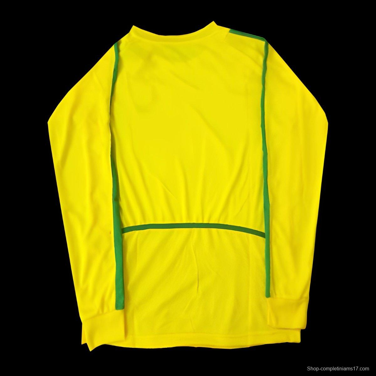 Retro 2002 Brazil Home Long Sleeve Jersey