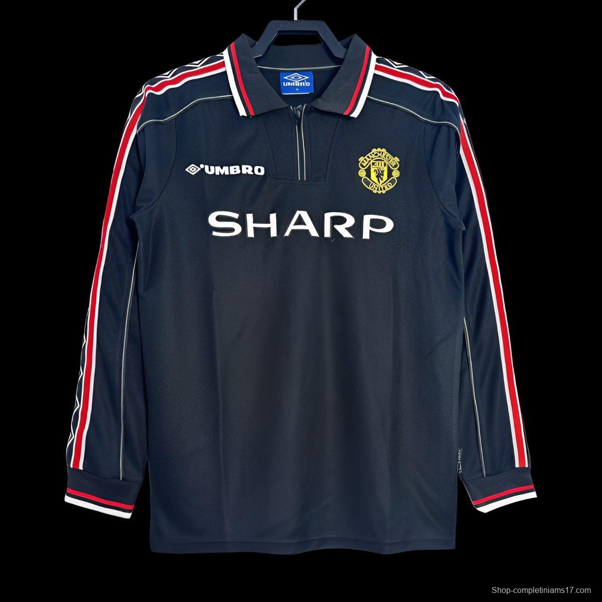 Retro 98/99 Manchester United Long Sleeve Goalkeeper Navy Jersey