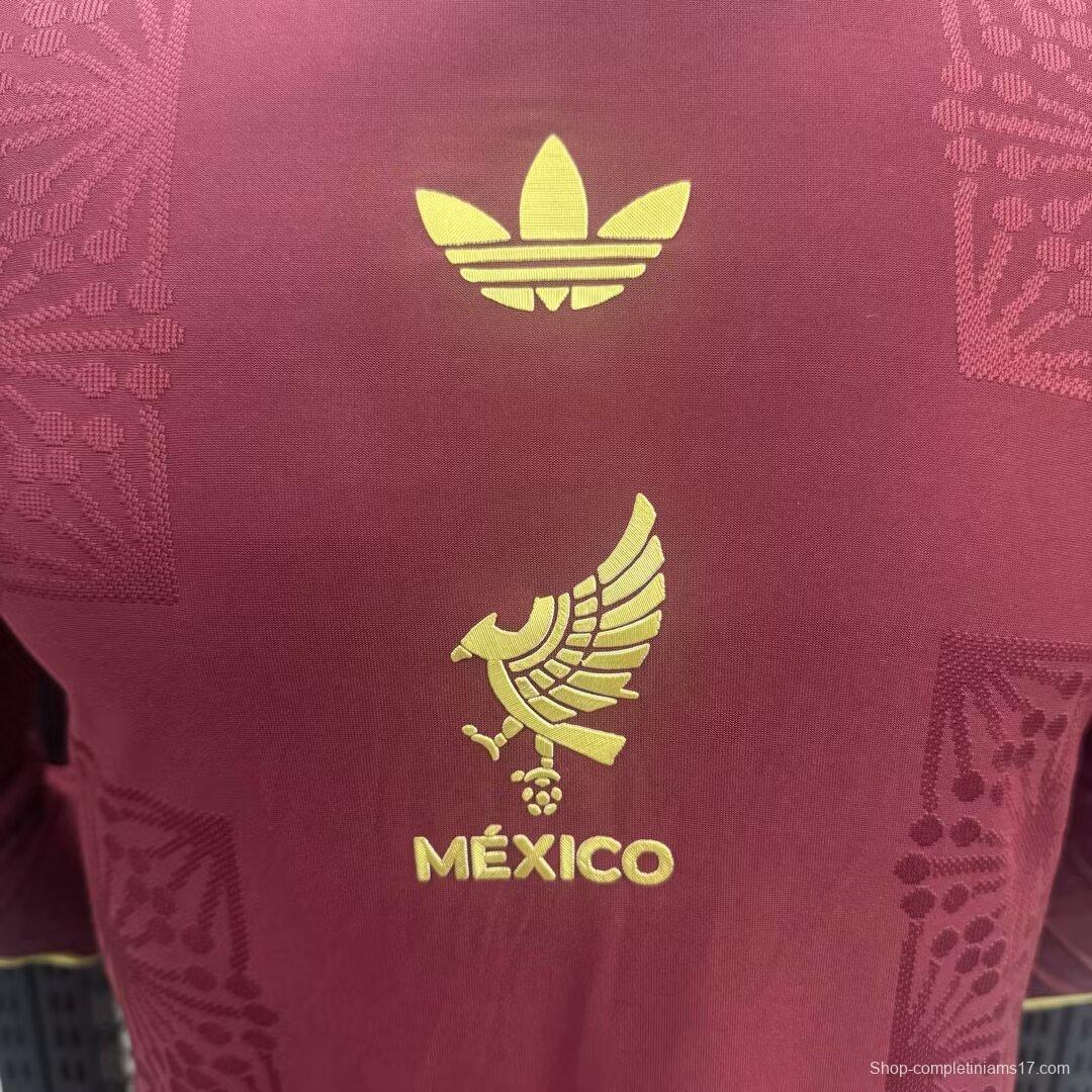 Player Version 2025 Mexico Gold Cup Wine Long Sleeve Jersey