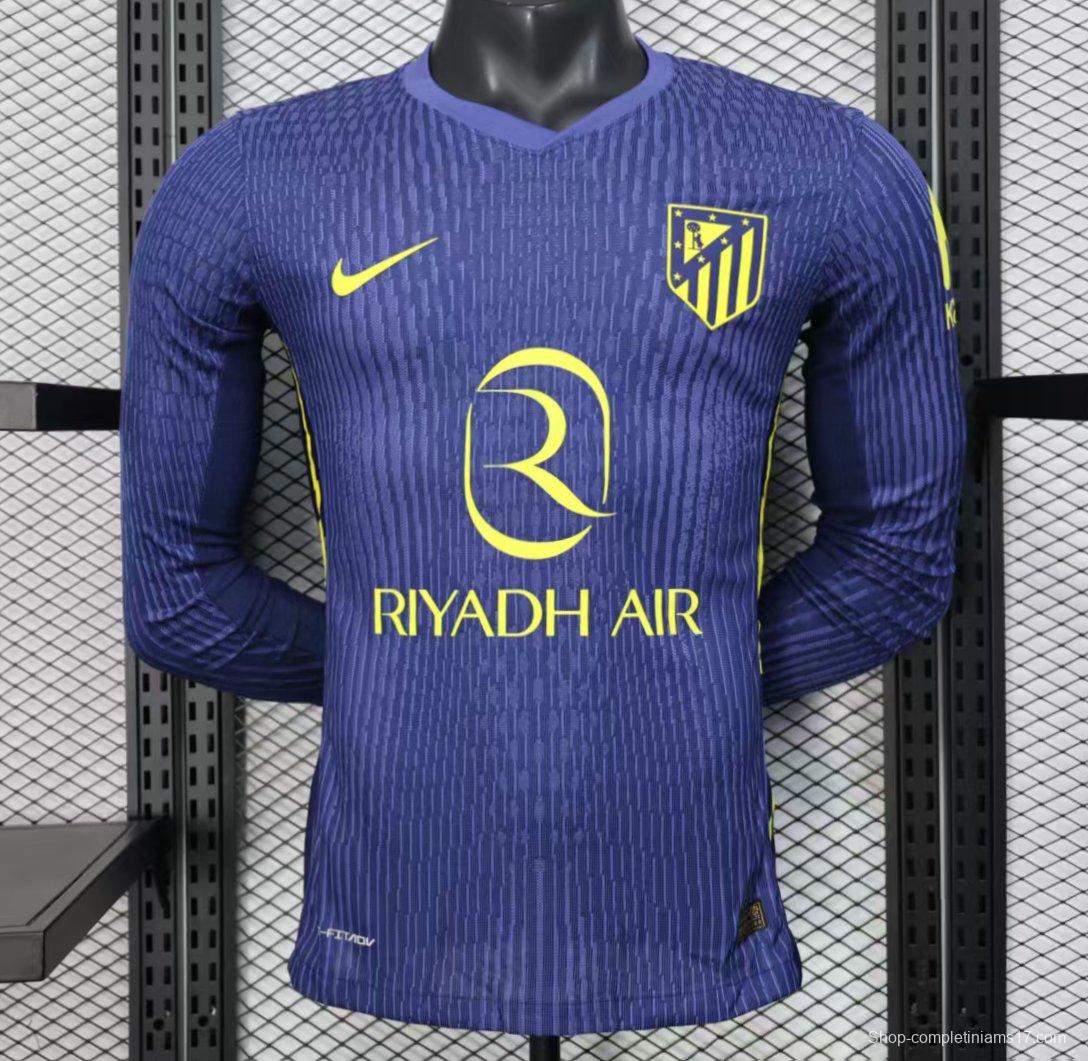 Player Version 25/26 Atletico Madrid Away Blue Long Sleeve Jersey