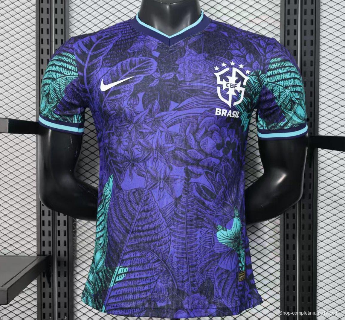Player Version 2025 Brazil Purple with Tropical Leaf Pattern Jersey