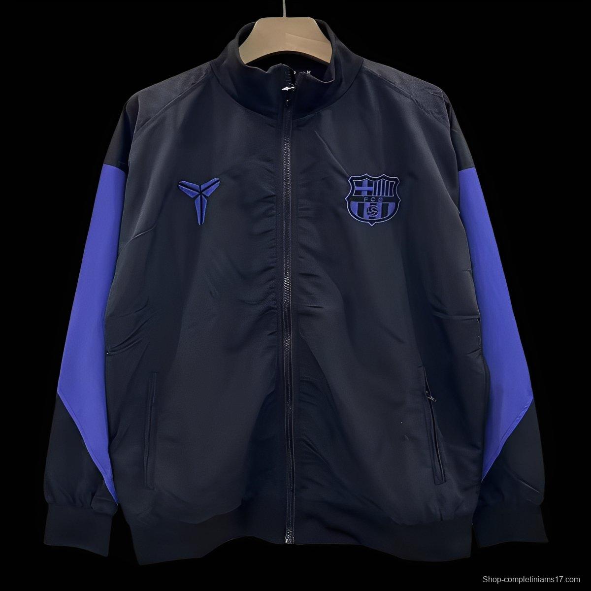 25/26 Barcelona Black with Purple Stripe Windbreaker