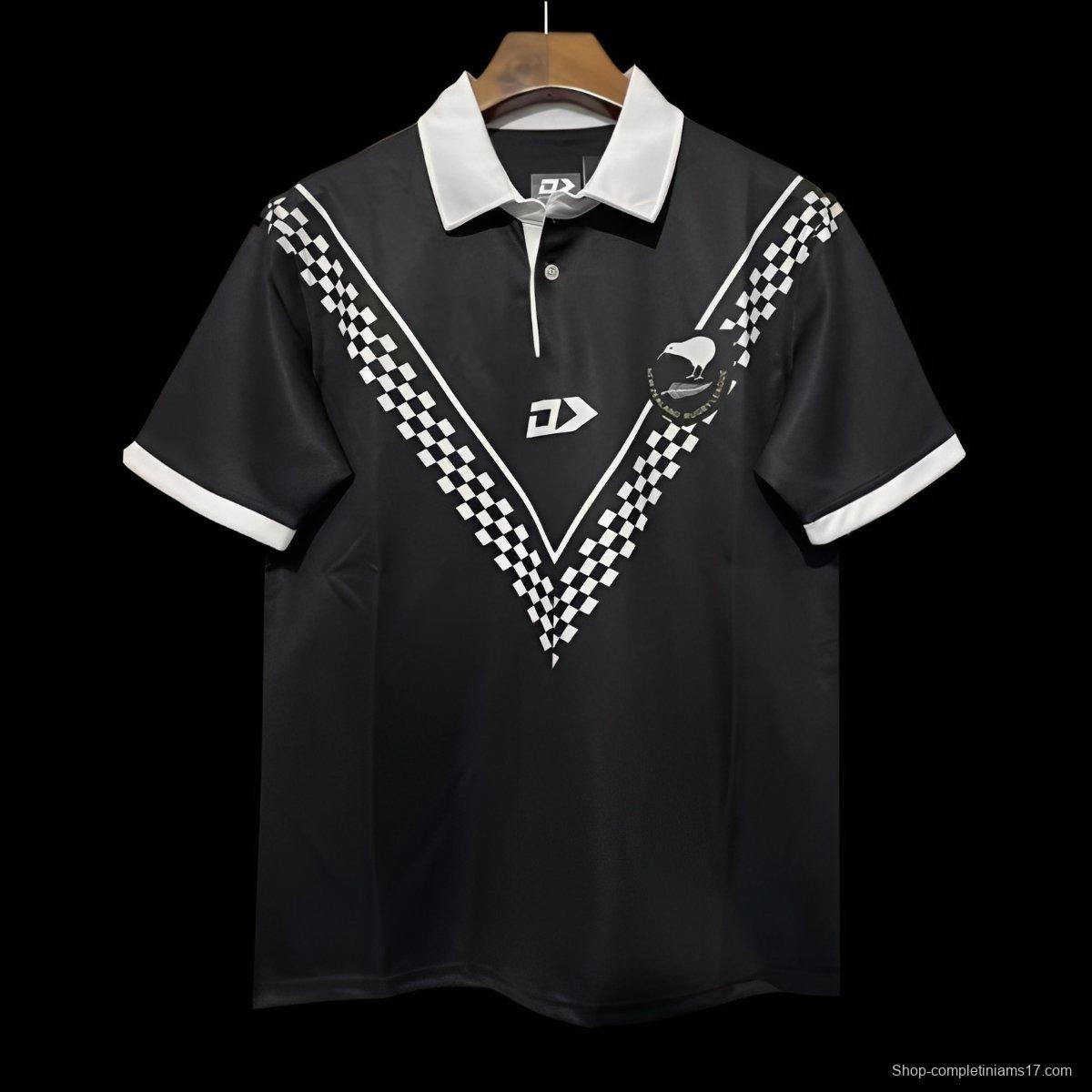 2024 New Zealand Kiwis Black with Checkerboard V Pattern Jersey
