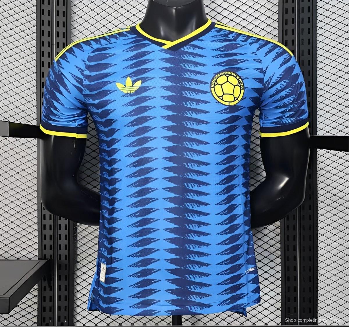 Player Version 2026 Colombia Away Blue with Zigzag Wave Pattern Jersey