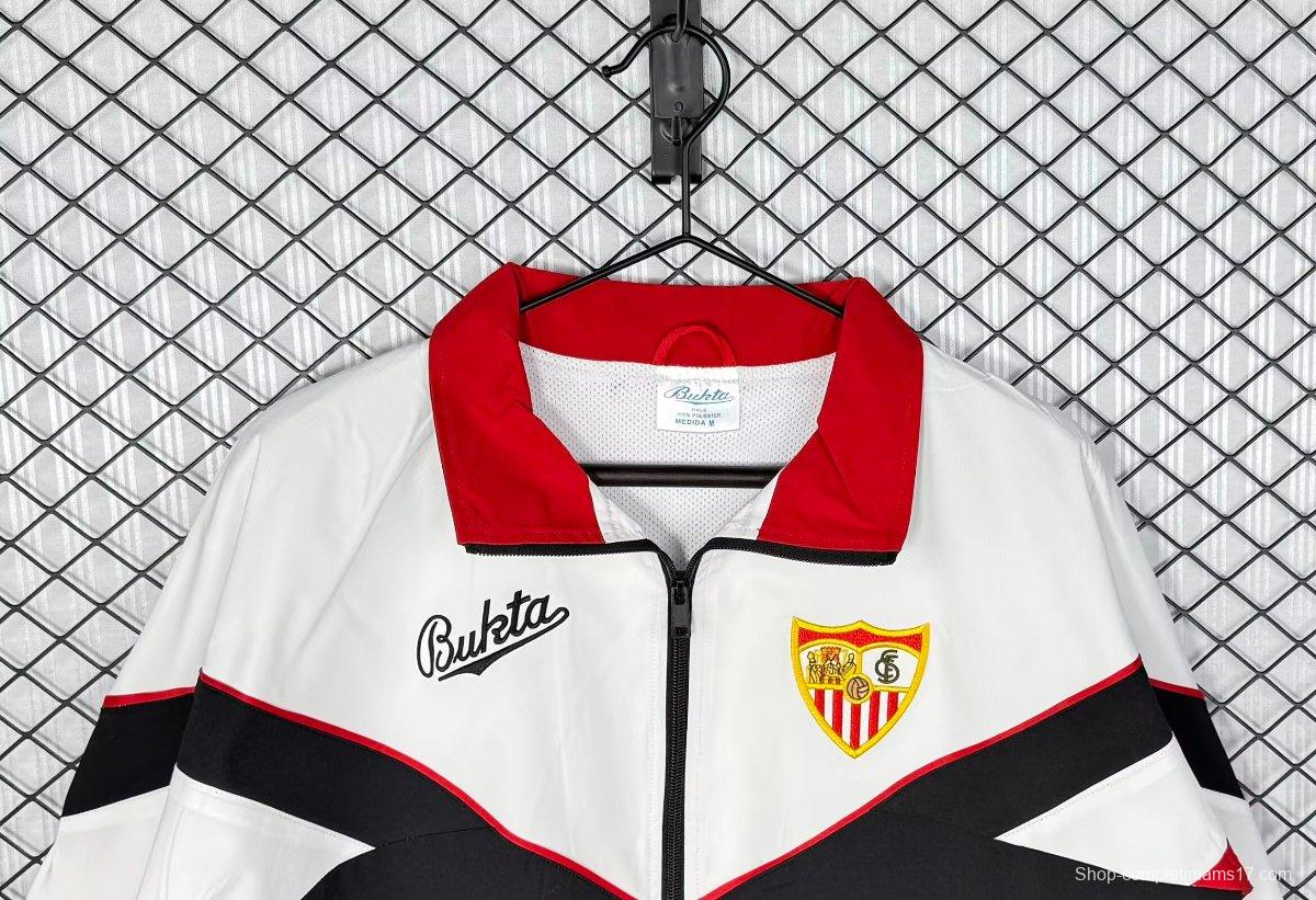 Retro 92/93 Sevilla White/Black/Red Windbreaker