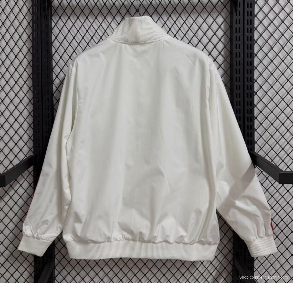 25/26 AC Milan White Red Black  Striped Full Zipper Windbreaker