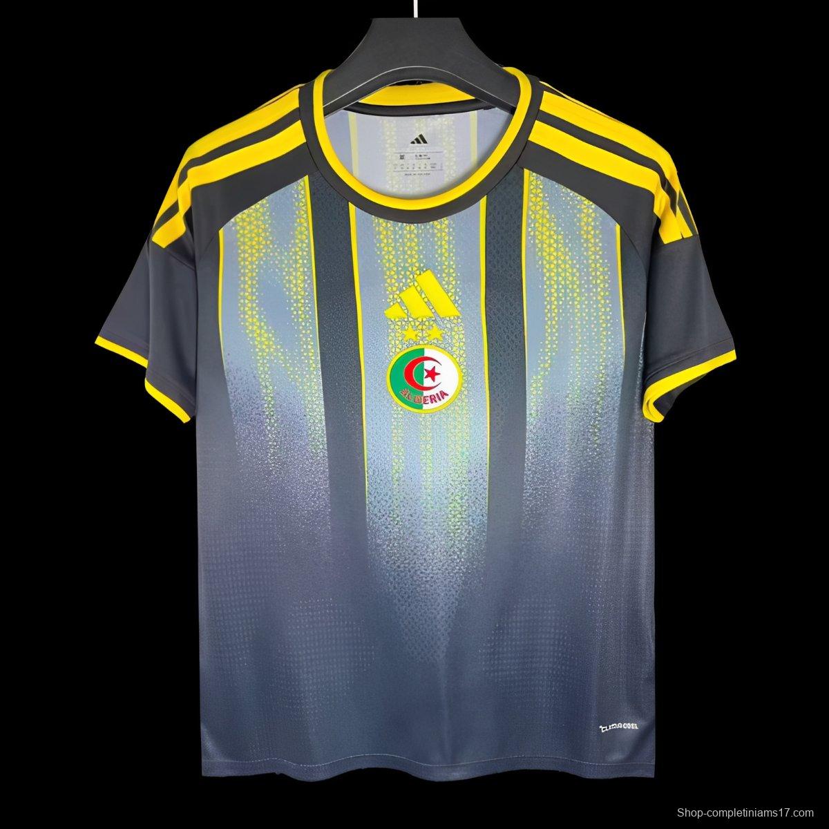 2026 Algeria Grey with Yellow Gradient Stripes Pre-Match Jersey